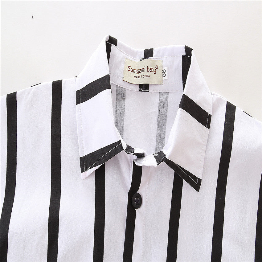Black and white vertical striped shirt long sleeves