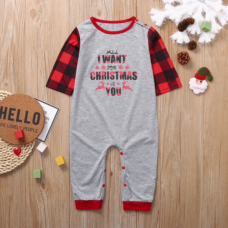 Plaid two-piece homewear Christmas parent-child outfit