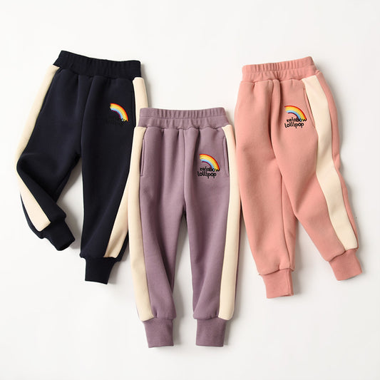 Girls Plus Fleece Padded Warm Cotton Trousers