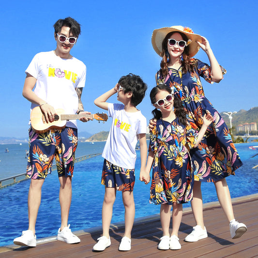 Summer Family Matching Outfit Mother and Daughter Dresses Daddy and Son T-shirt Short Pants Family look Clothes Set