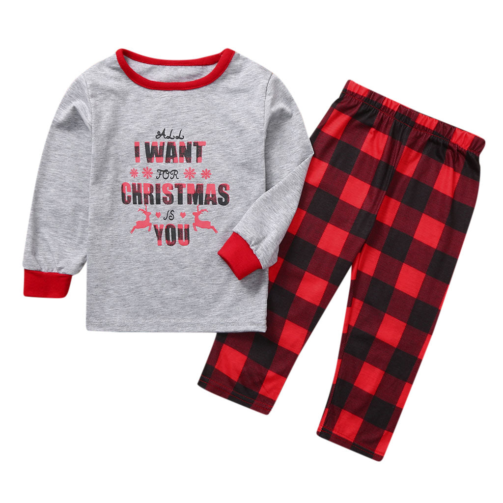 Plaid two-piece homewear Christmas parent-child outfit