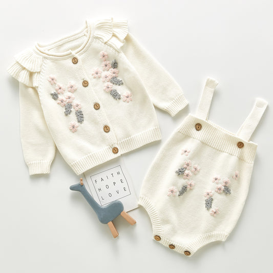 Flower coat and two - piece climbing suit