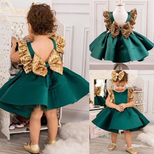 Green sequin princess dress