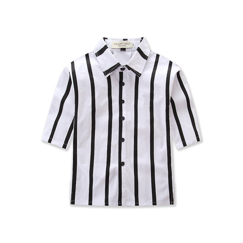 Black and white vertical striped shirt long sleeves