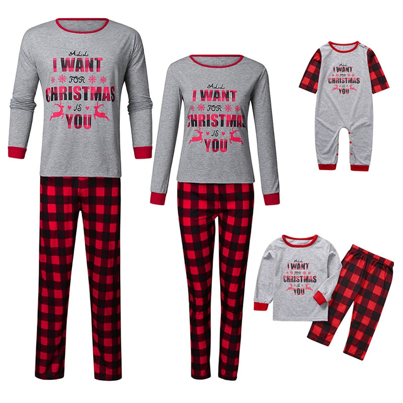 Plaid two-piece homewear Christmas parent-child outfit